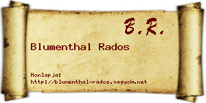 Blumenthal Rados névjegykártya